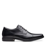 Clarks Howard Cap Shoes - Black Leather - 261620128 - H Width (Wide Fit)