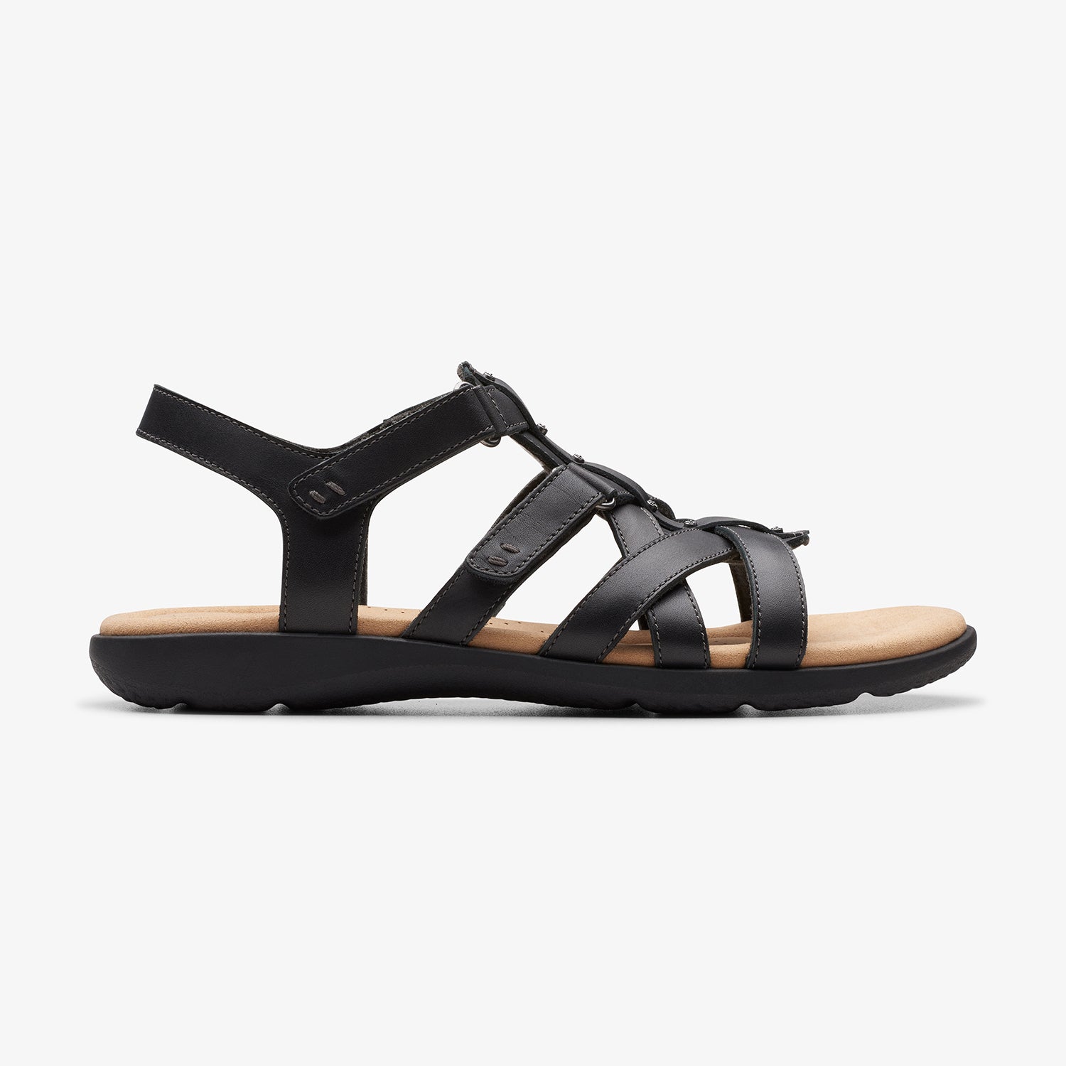 Clarks Elizabelle Sky Sandals - Black Leather - 261771244 - D Width (Standard Fit)
