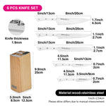 طقم سكاكين فيسمان ULM مكون من 6 قطع مع كتلة خشبية ومبراة مدمجة X30Cr13 فولاذ