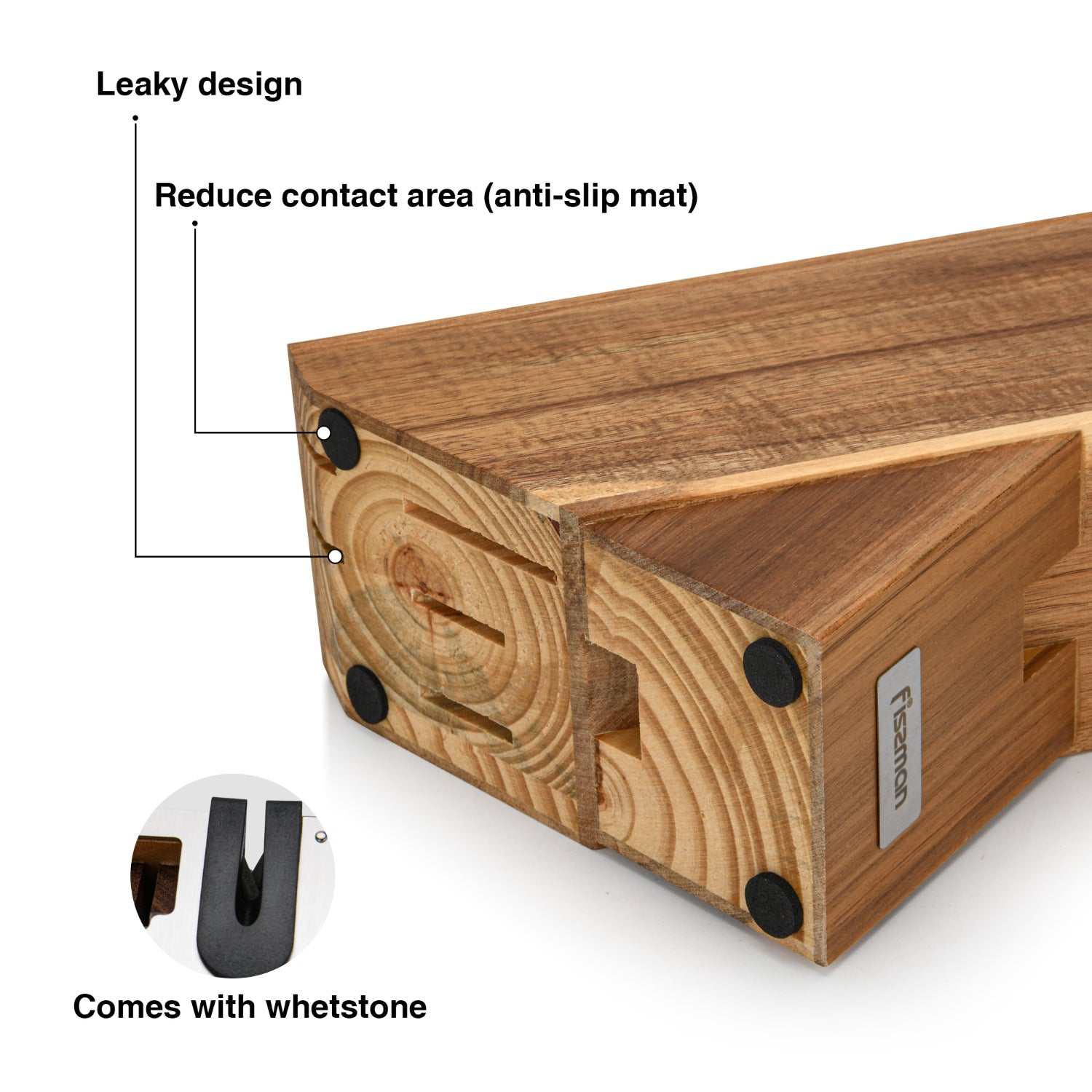 طقم سكاكين فيسمان فايمار، 7 قطع، مع كتلة خشبية ومبراة مدمجة، فولاذ X30Cr13