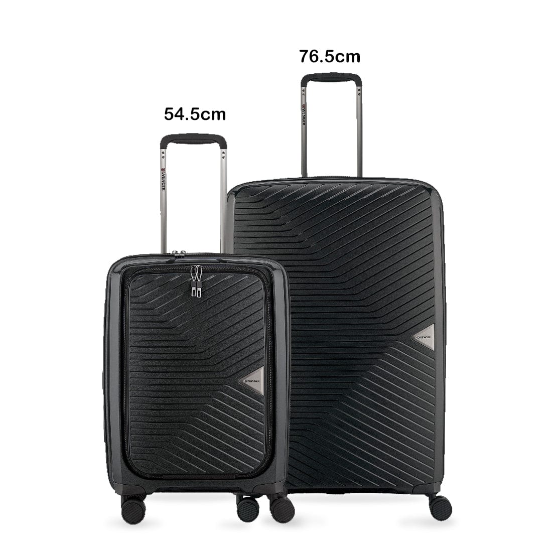 Wenger Ultra-Lite 2 Piece 55+77cm Hardside Expandable Cabin & Check-In Luggage Trolley Set Black