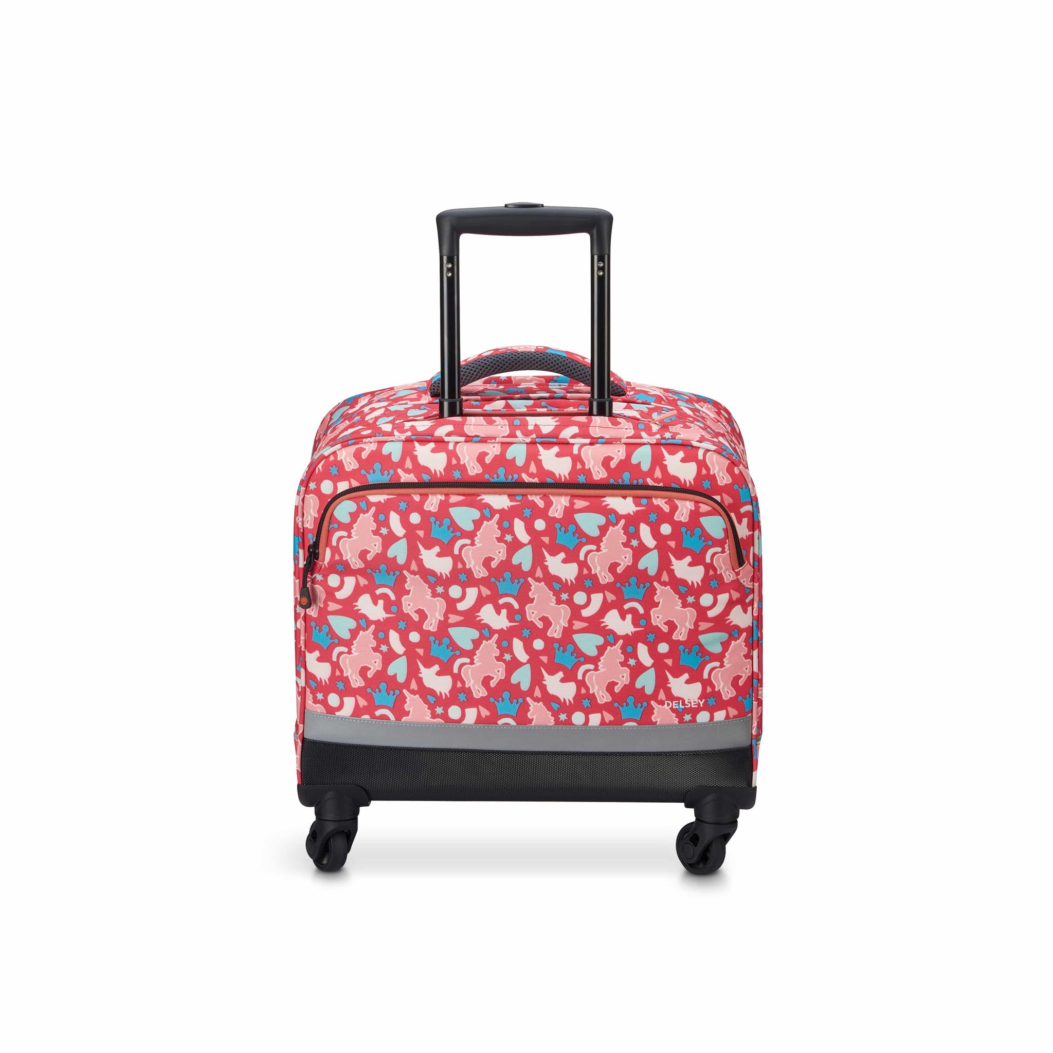 حقائب ديلسي باريس المدرسية بعجلات أفقية، موديل العودة إلى المدرسة 2022، طباعة وردية