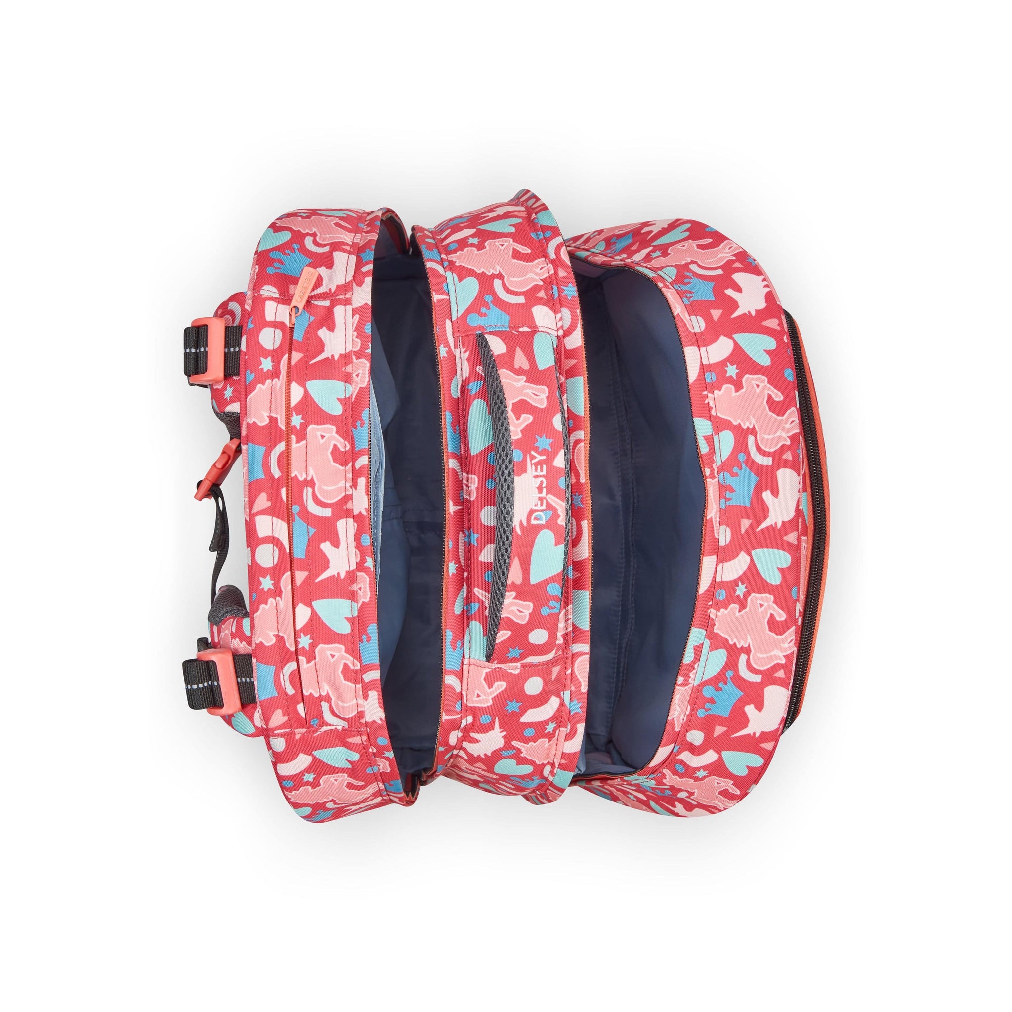 حقائب ديلسي باريس المدرسية بعجلات عمودية، موديل العودة إلى المدارس 2022، طباعة وردية