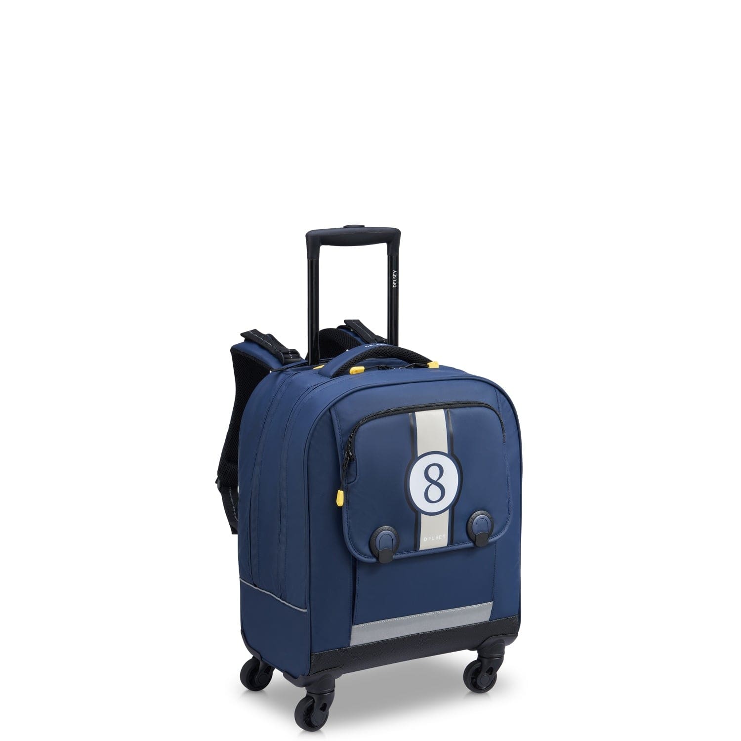 حقيبة ظهر ديلسي باريس "العودة إلى المدرسة 2023" بأربع عجلات عمودية - 15.6 بوصة، طباعة زرقاء - 00338945312