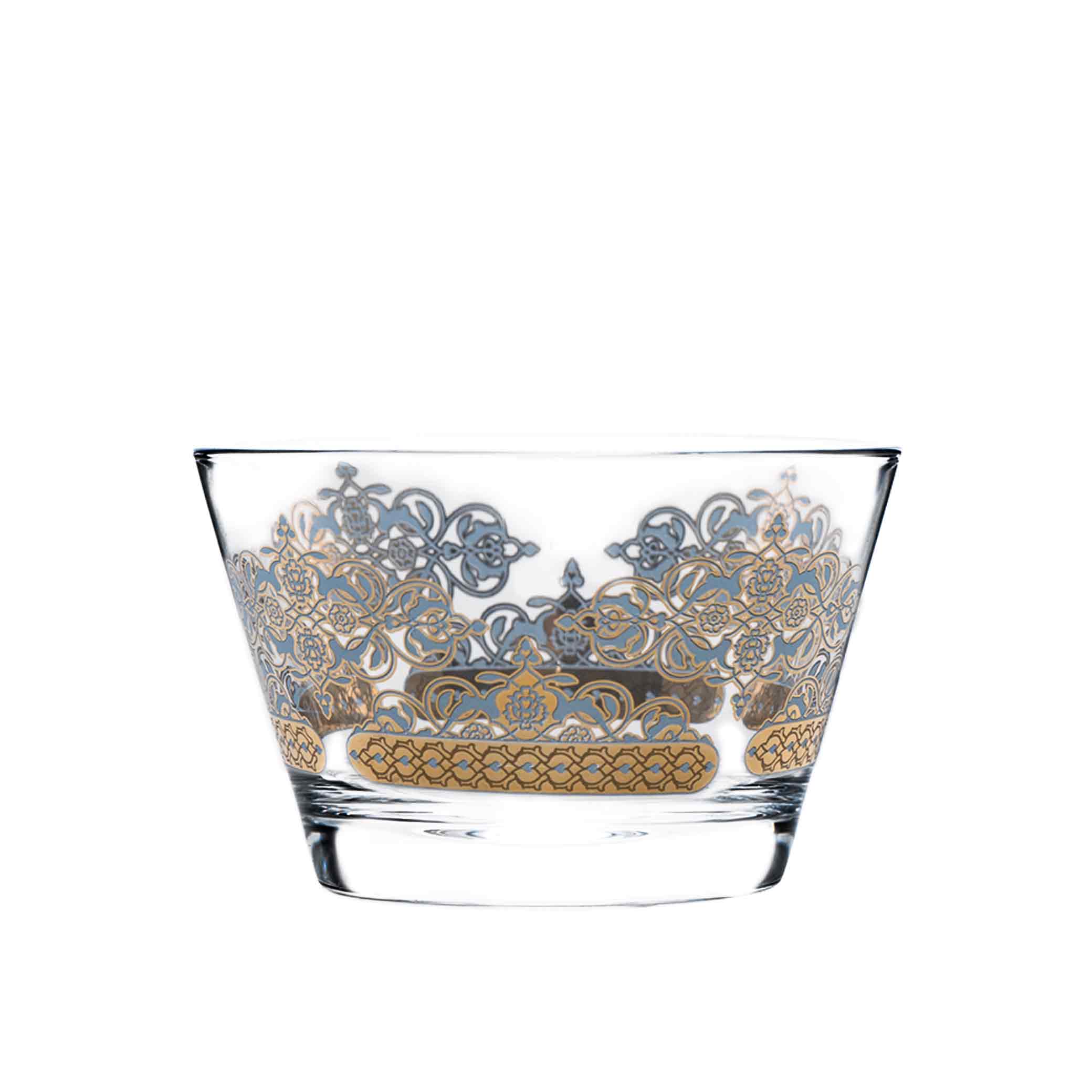 مجموعة ديملاج ريحان من 3 أوعية تقديم (ذهبي وأزرق)