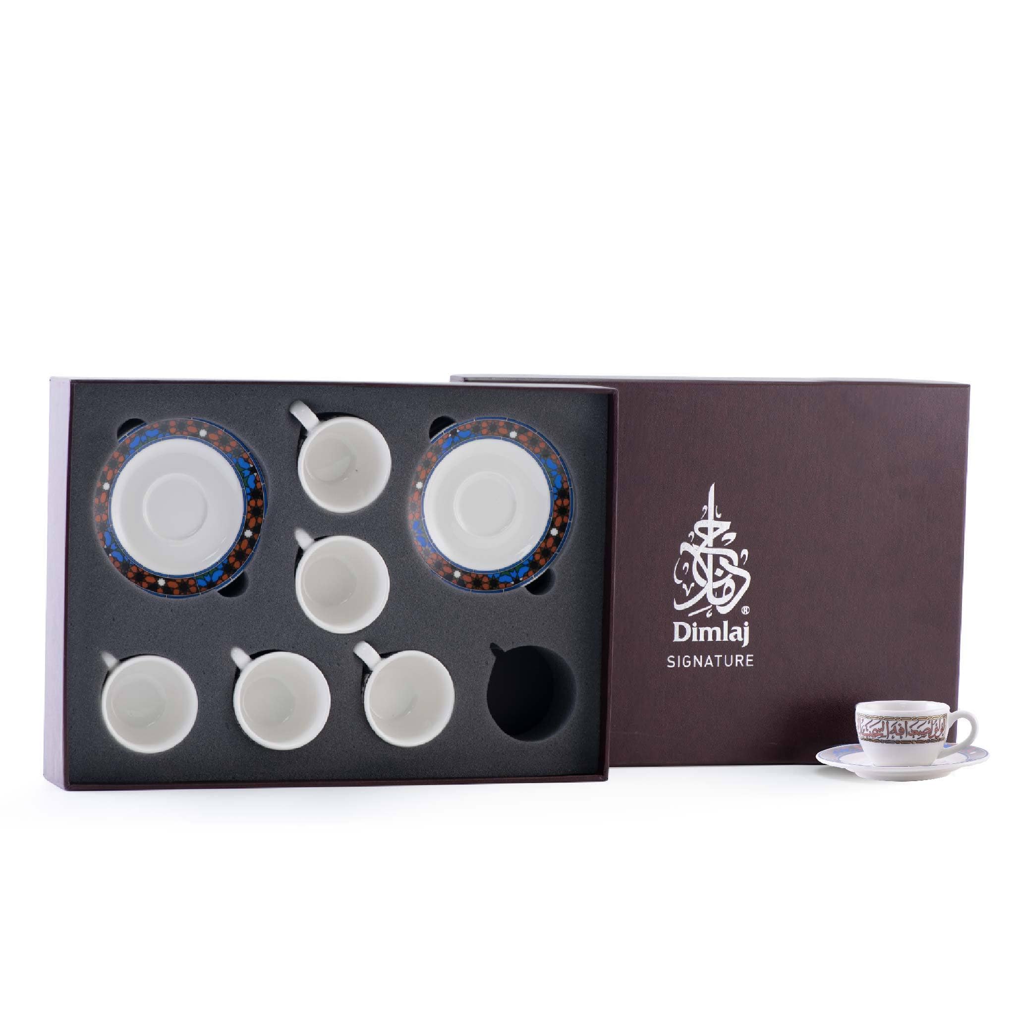 مجموعة ديملاج ميلانج من 6 فناجين قهوة وصحون (ذهبي وبني)