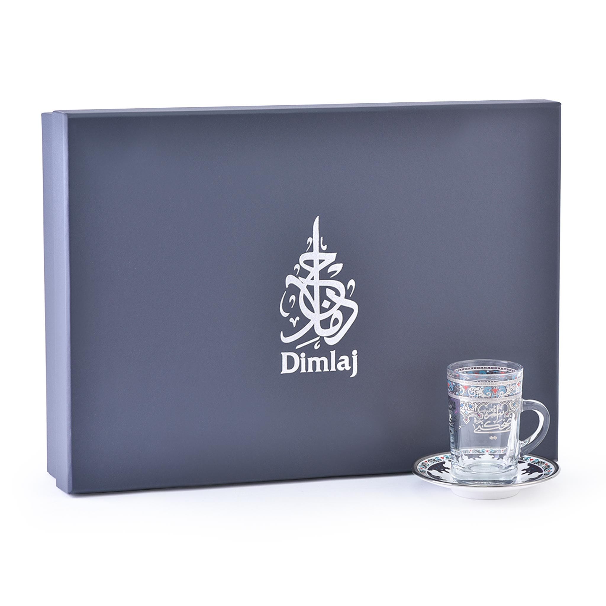 مجموعة ديملاج سرور من 6 فناجين شاي وصحون (بلاتينيوم)