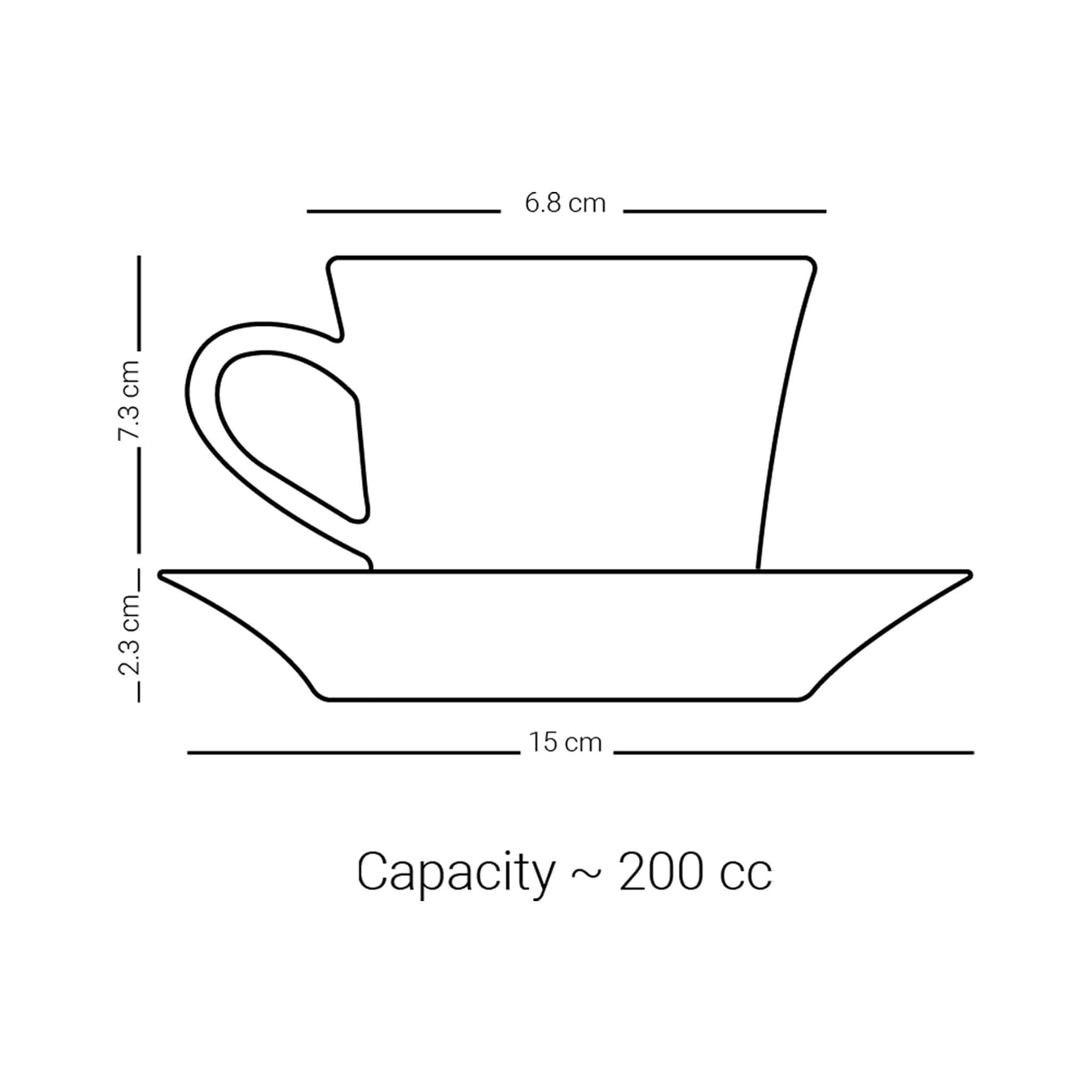 مجموعة ديملاج كريم من 6 فناجين شاي وصحون (بلاتينيوم)