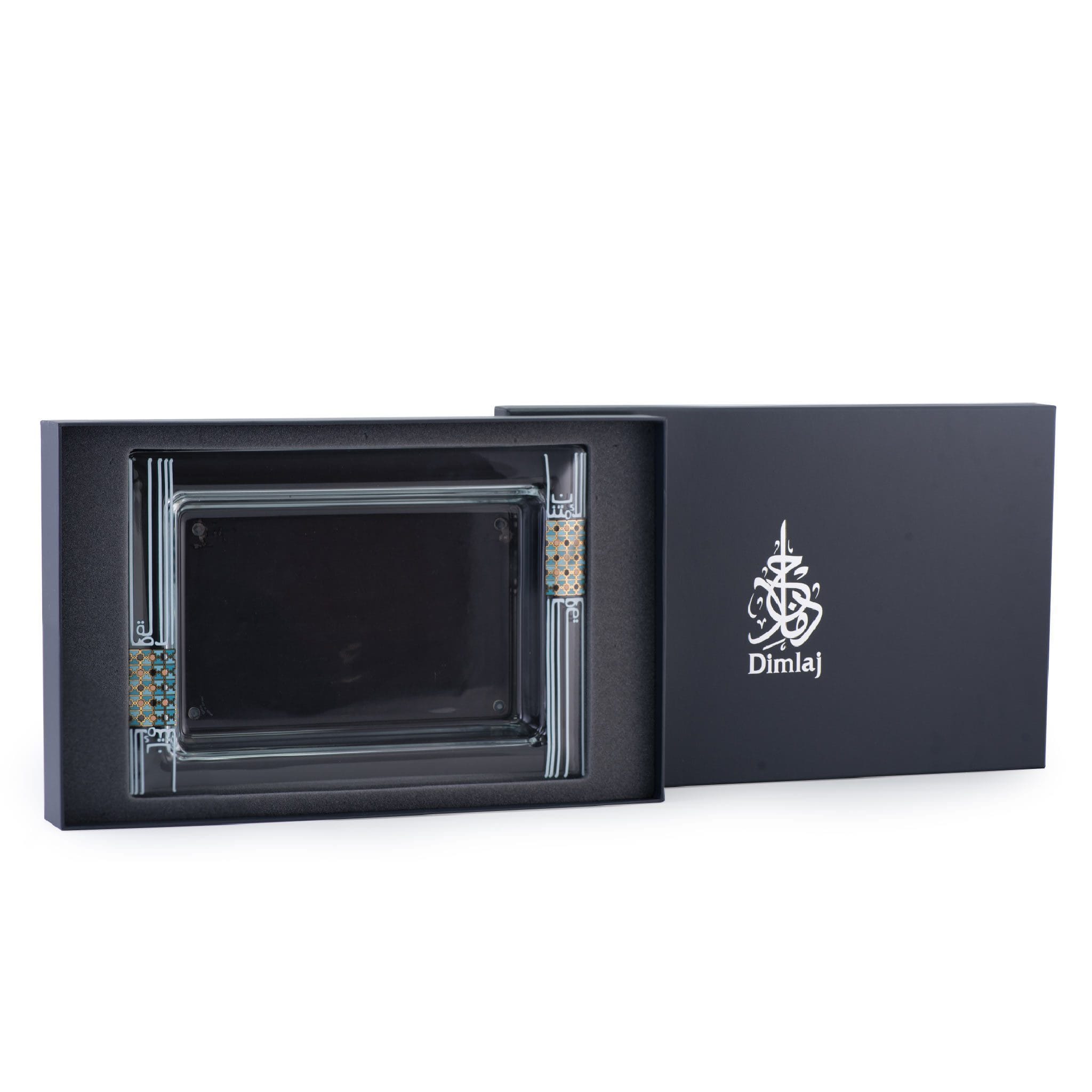 طبق تقديم مستطيل كبير من ديملاج أصالة (ذهبي وأخضر)