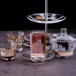 مجموعة ديملاج أبراج من 6 فناجين شاي وصحون (ذهبي)