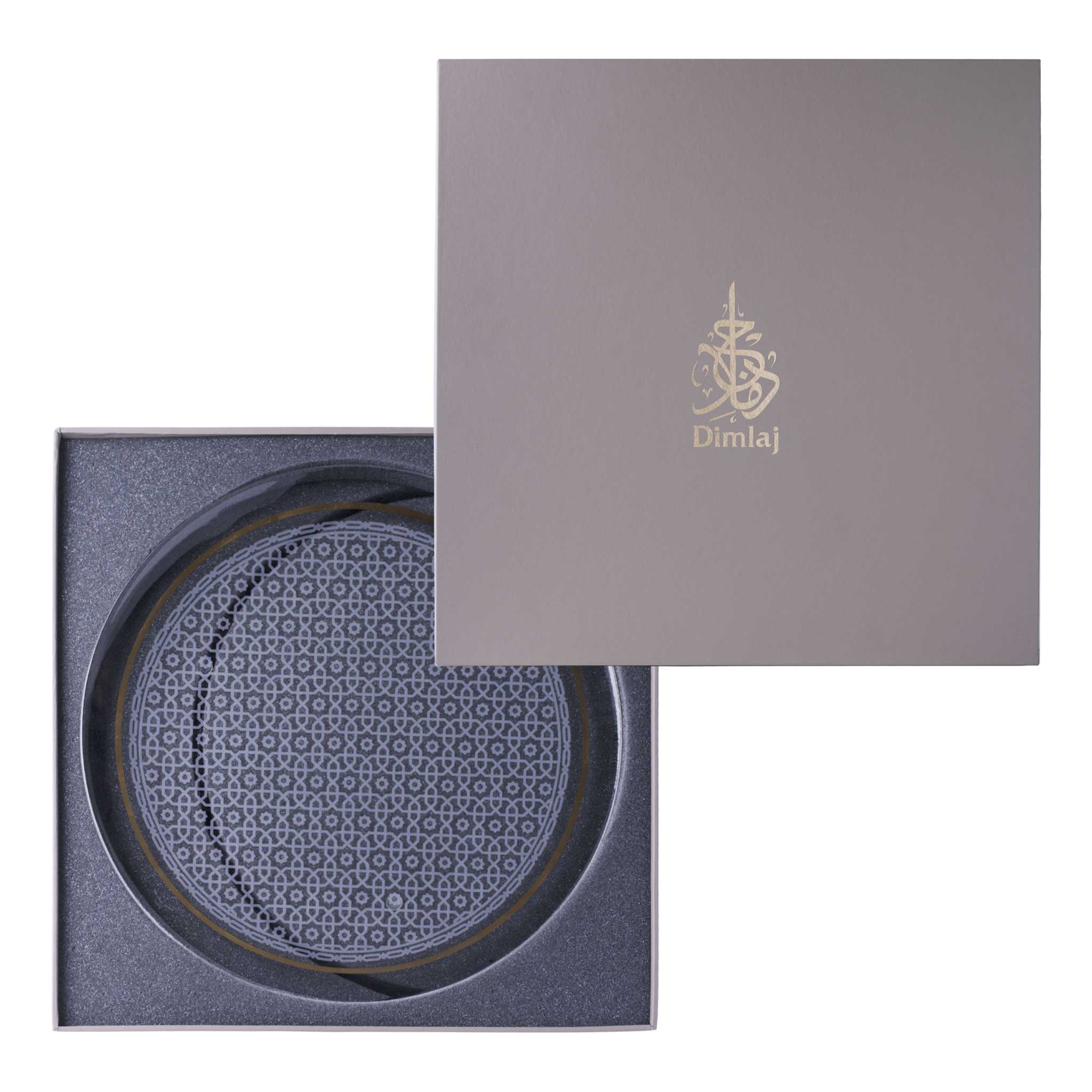 صينية تقديم كبيرة من ديملاج عاجية اللون بمقبض (ذهبي)