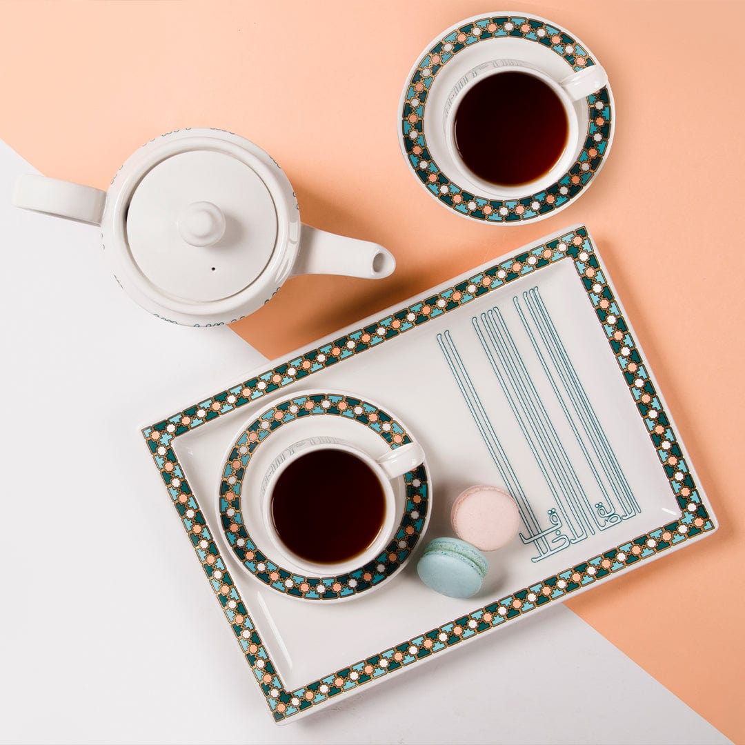 طبق تقديم مستطيل كبير من ديملاج أصالة (ذهبي وأخضر)