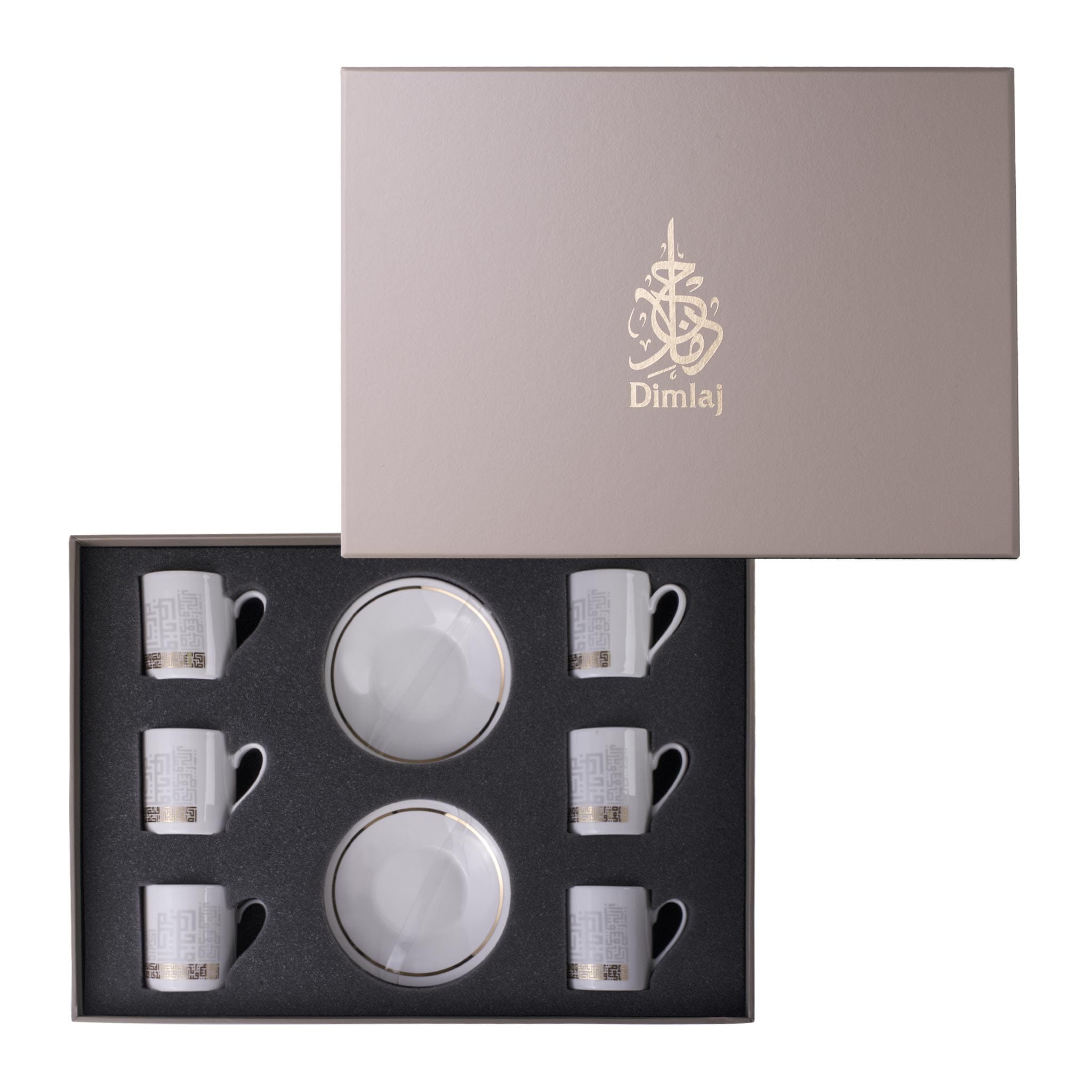 مجموعة ديملاج أبراج من 6 فناجين قهوة تركية (ذهبي)