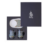 مجموعة ديملاج أصالة من قطعتين من الأكواب والصحون (ذهبي وأخضر)