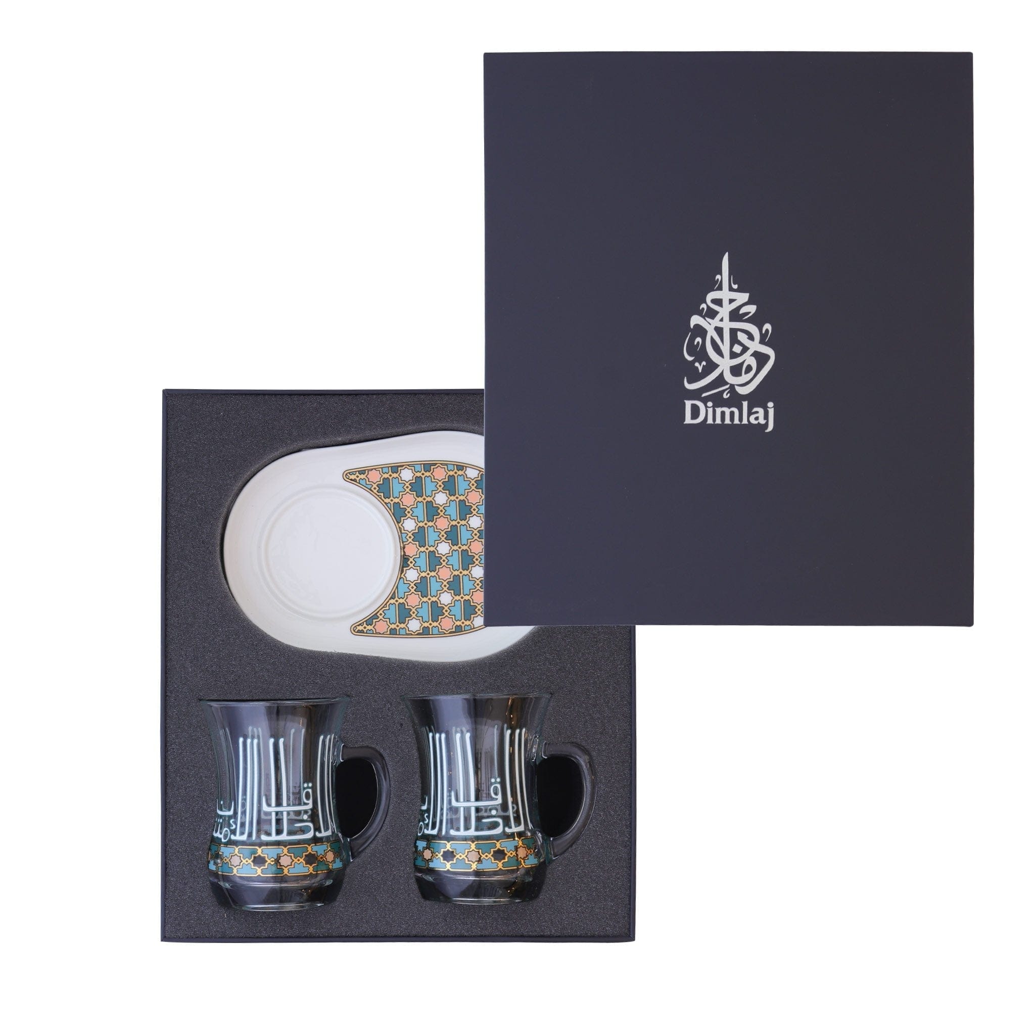 مجموعة ديملاج أصالة من قطعتين من الأكواب والصحون (ذهبي وأخضر)