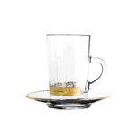 مجموعة ديملاج أبراج من 6 فناجين شاي وصحون (ذهبي)