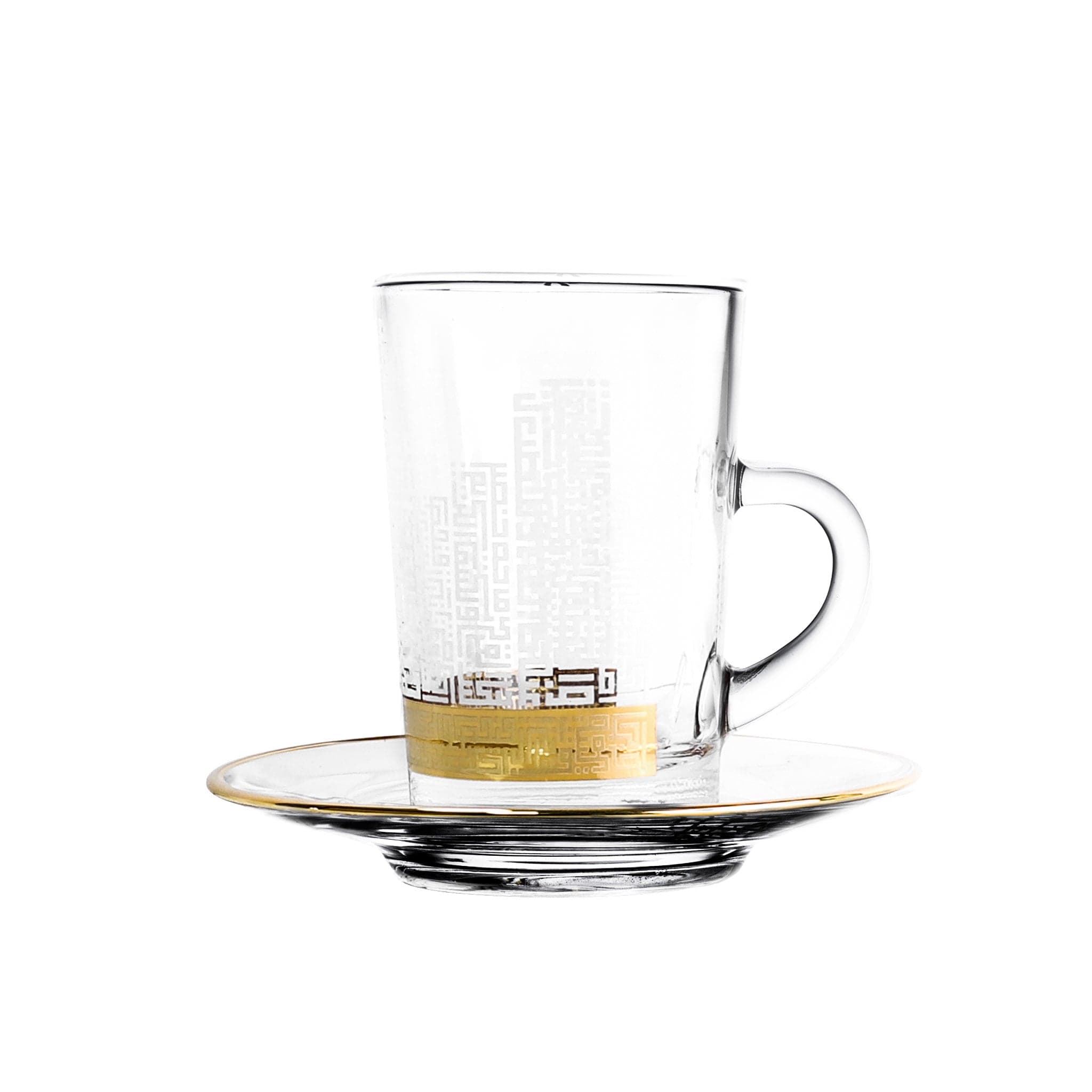 مجموعة ديملاج أبراج من 6 فناجين شاي وصحون (ذهبي)