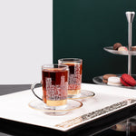 مجموعة ديملاج أبراج من 6 فناجين شاي وصحون (ذهبي)