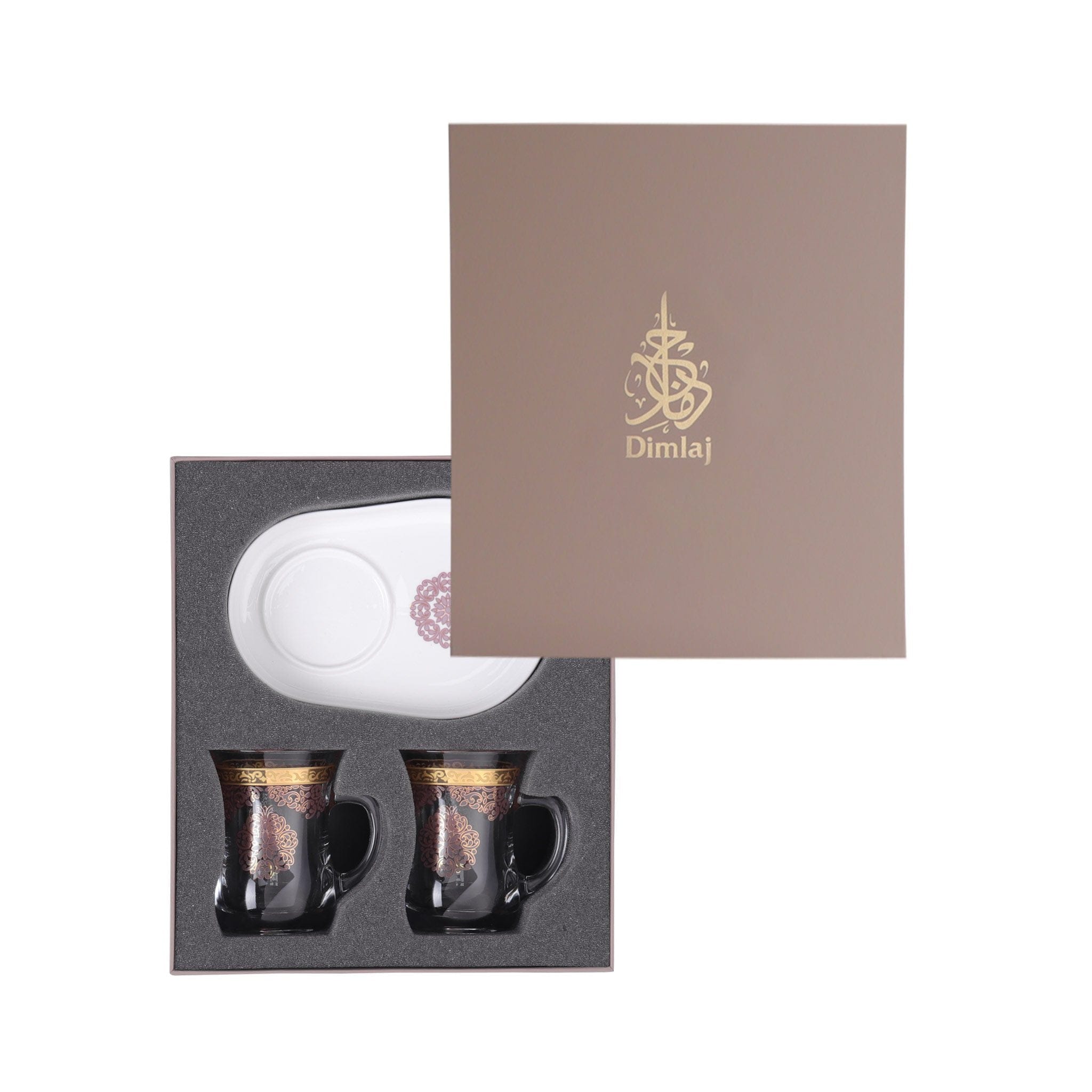 مجموعة ديملاج سيلينا من قطعتين من الأكواب والصحون (ذهبي ووردي)