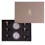 طقم ديملاج سيلينا من 6 قطع فناجين شاي وصحون (ذهبي ووردي)