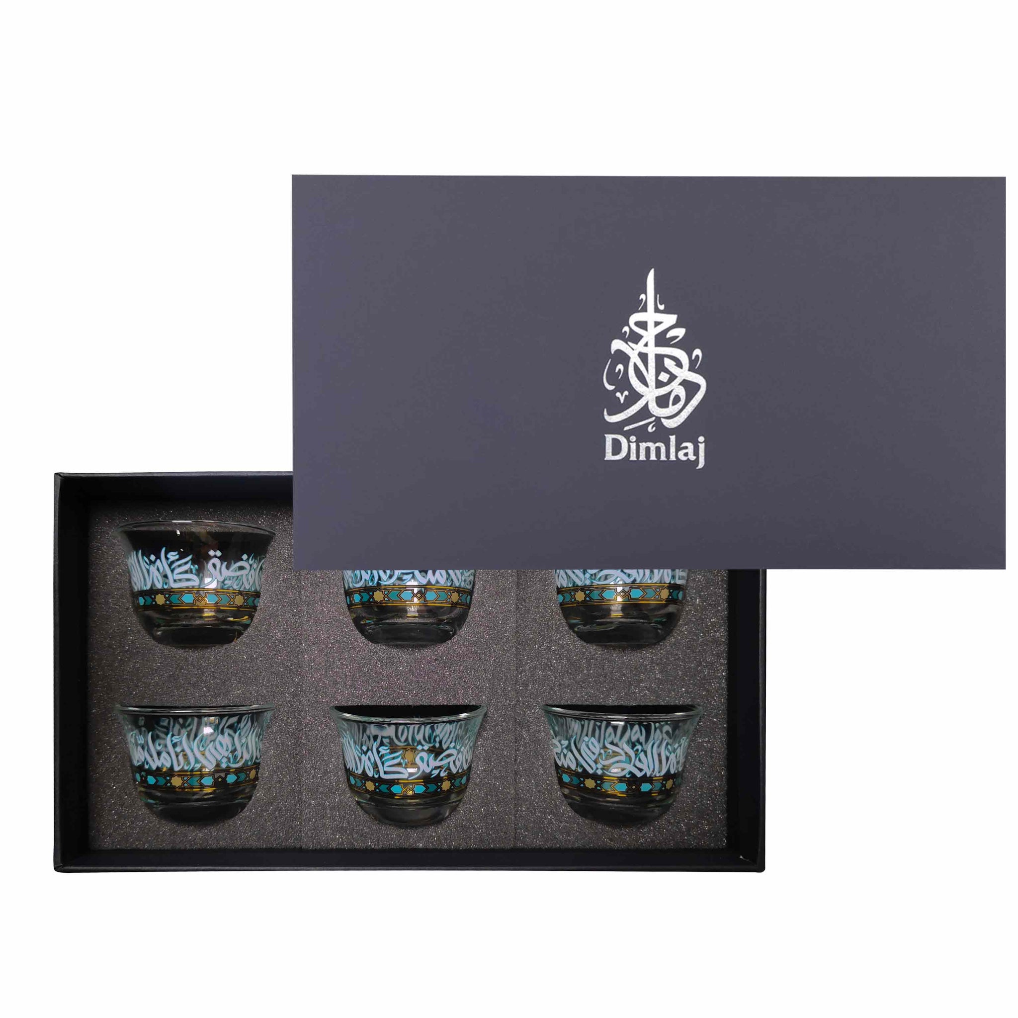 مجموعة ديملاج ورود من 6 فناجين قهوة (ذهبي وأخضر)