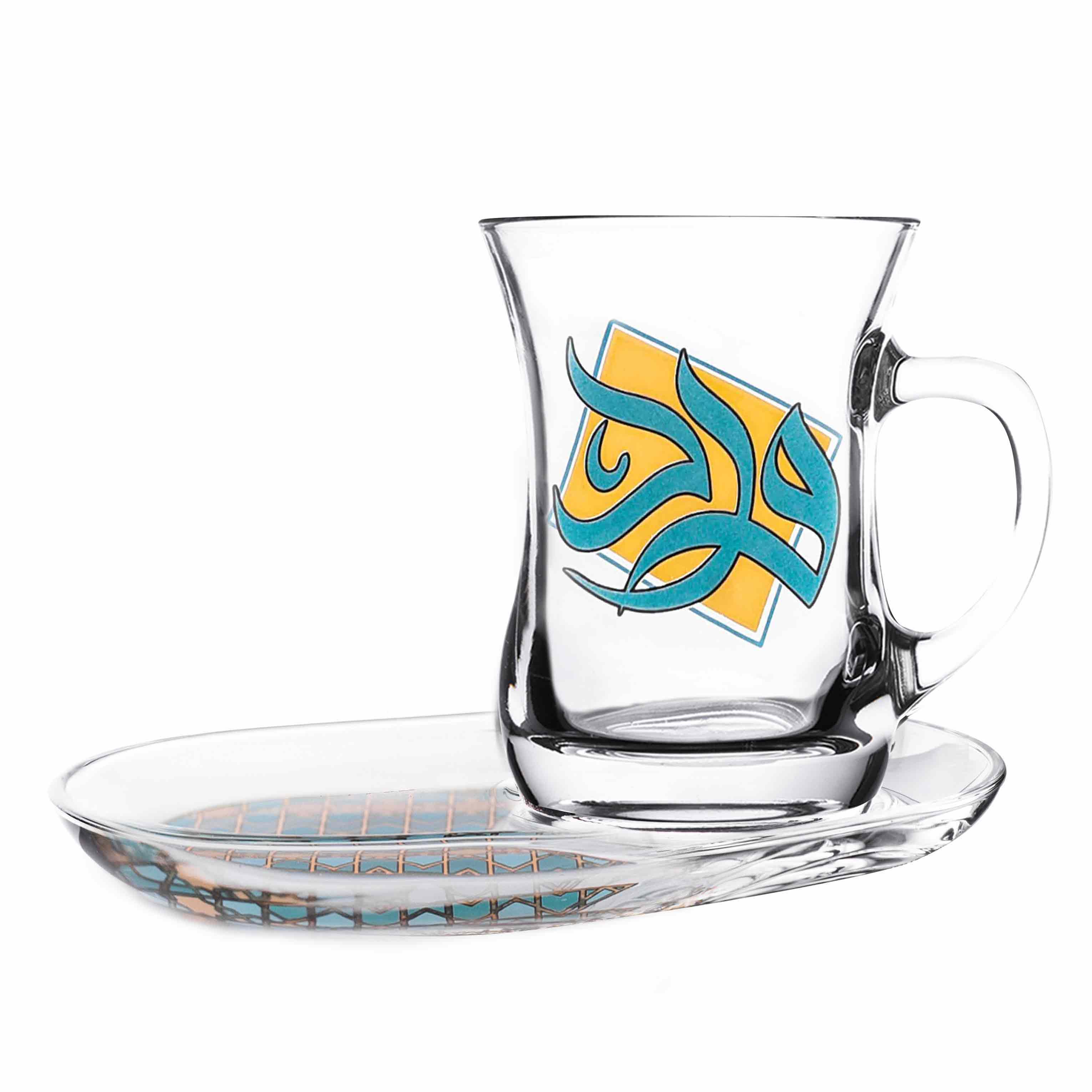 مجموعة ديملاج ورود من قطعتين من الأكواب والصحون (ذهبي وأخضر)