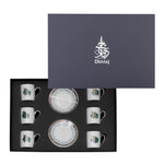 فناجين قهوة تركية ديملاج ورود (ذهبي وأخضر)