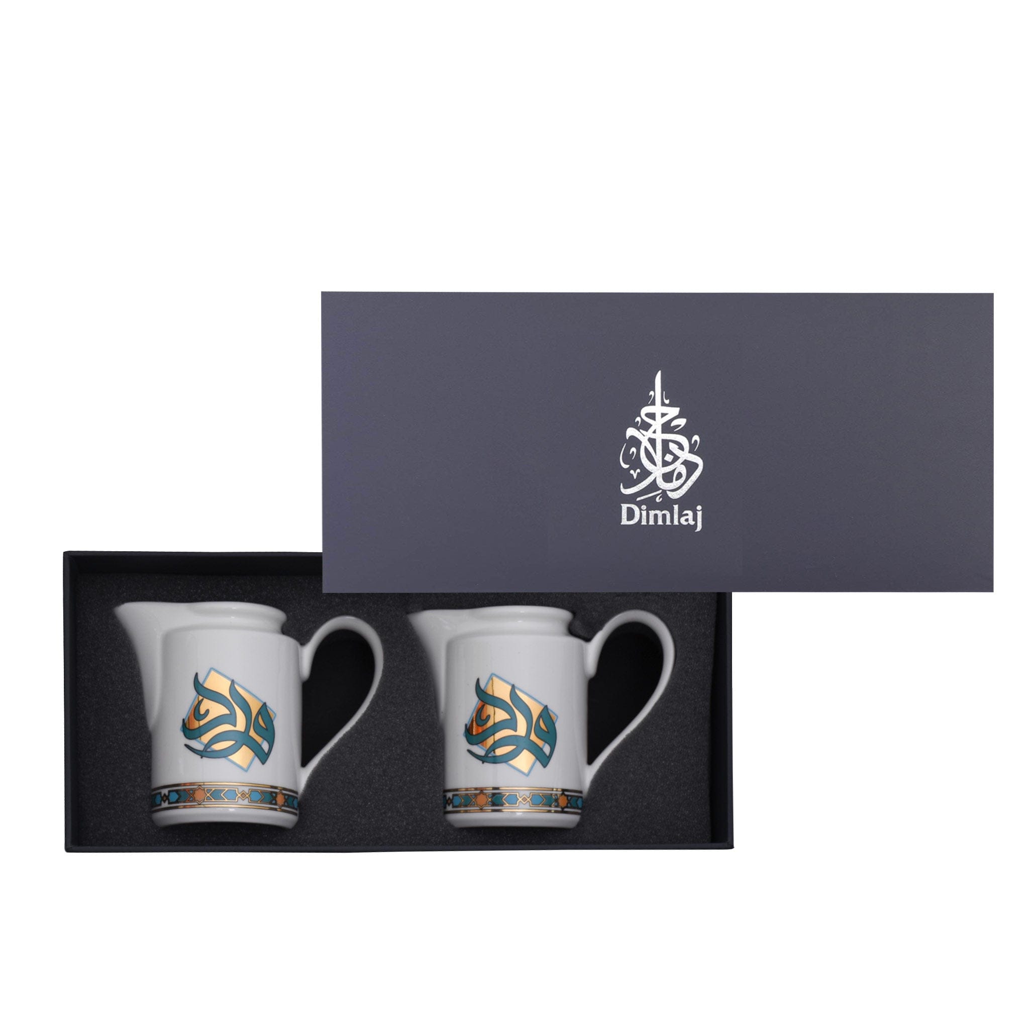 مجموعة دملاج ورود من قطعتين من أوعية الحليب الصغيرة (ذهبي وأخضر)