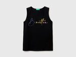 Tank top with glittery logo print