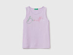Tank top with glittery logo print