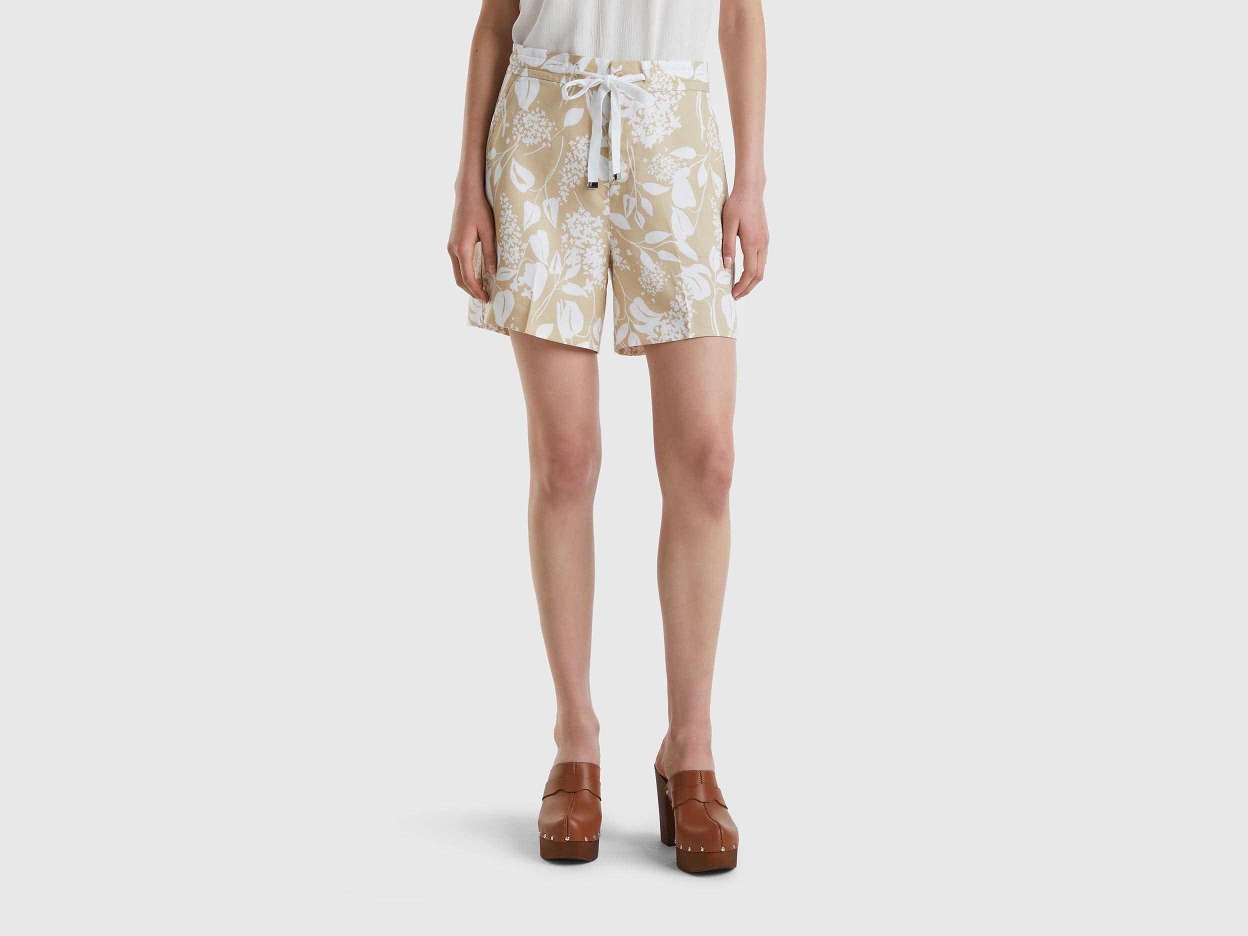 Printed bermudas with drawstring