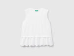 Tank top with broderie anglaise flounce