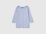 Striped 3/4 sleeve t-shirt in 100% cotton