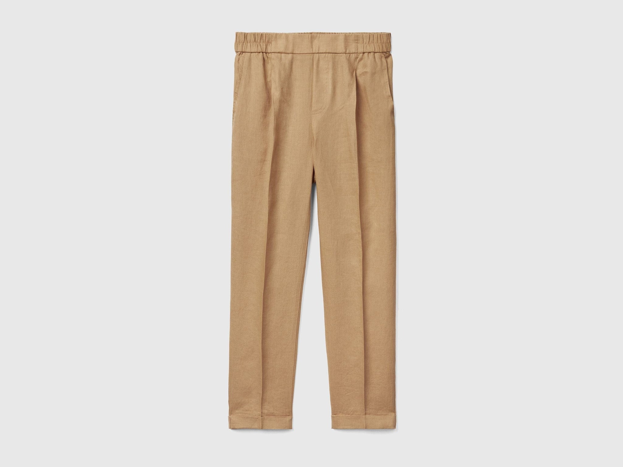 Cropped trousers in 100% linen