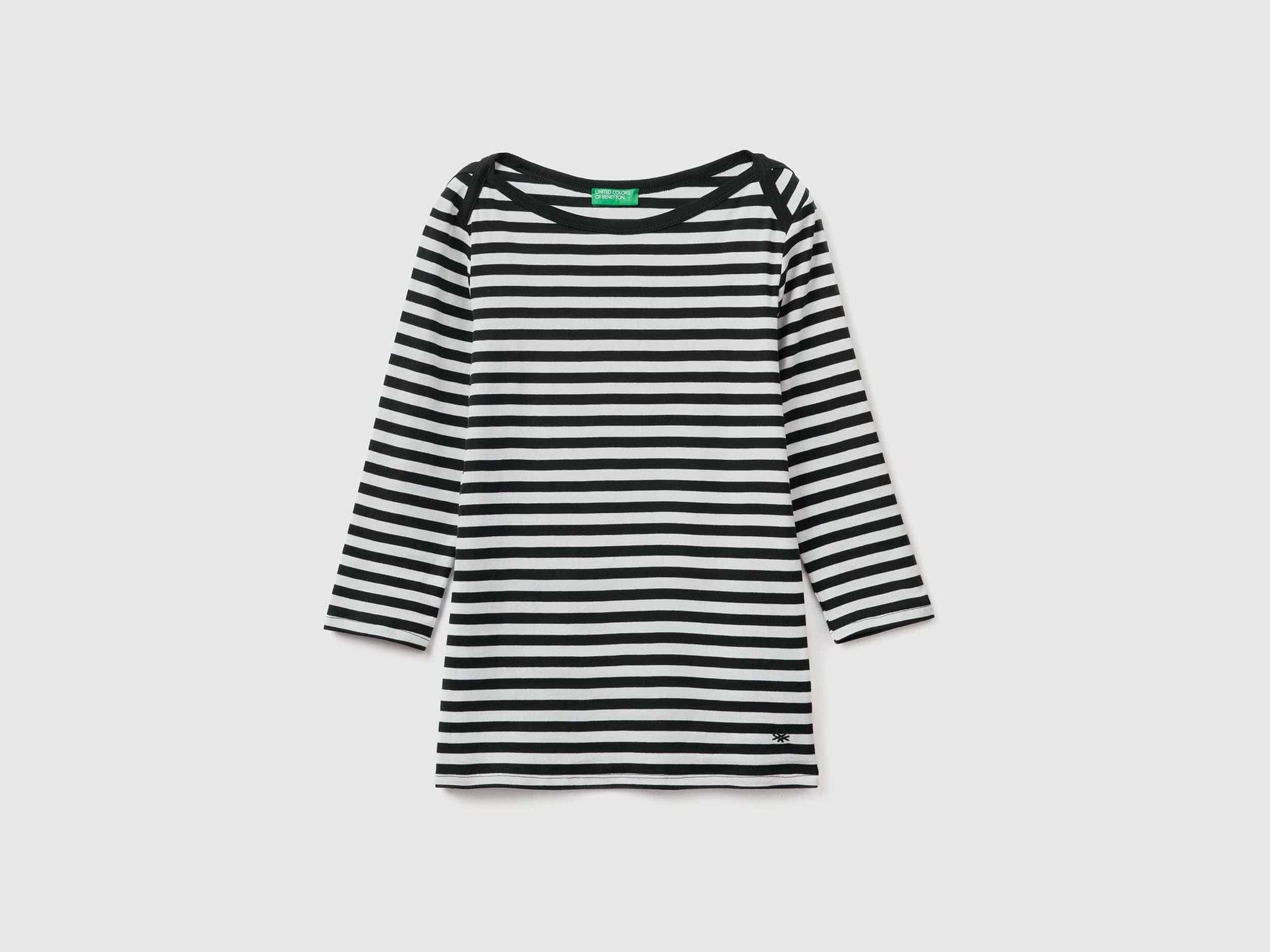 Striped 3/4 sleeve t-shirt in 100% cotton