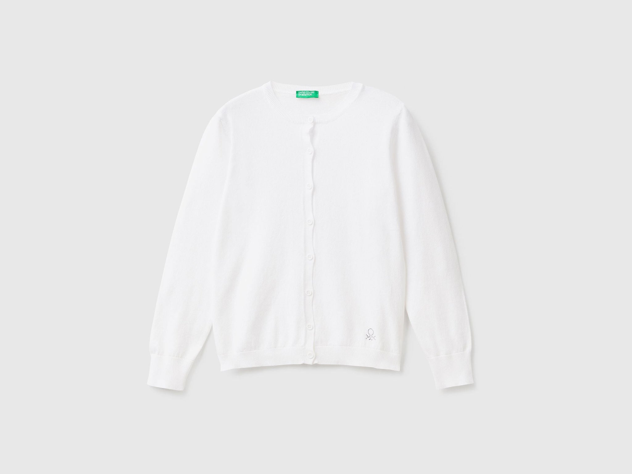 Crew neck cardigan in cotton blend