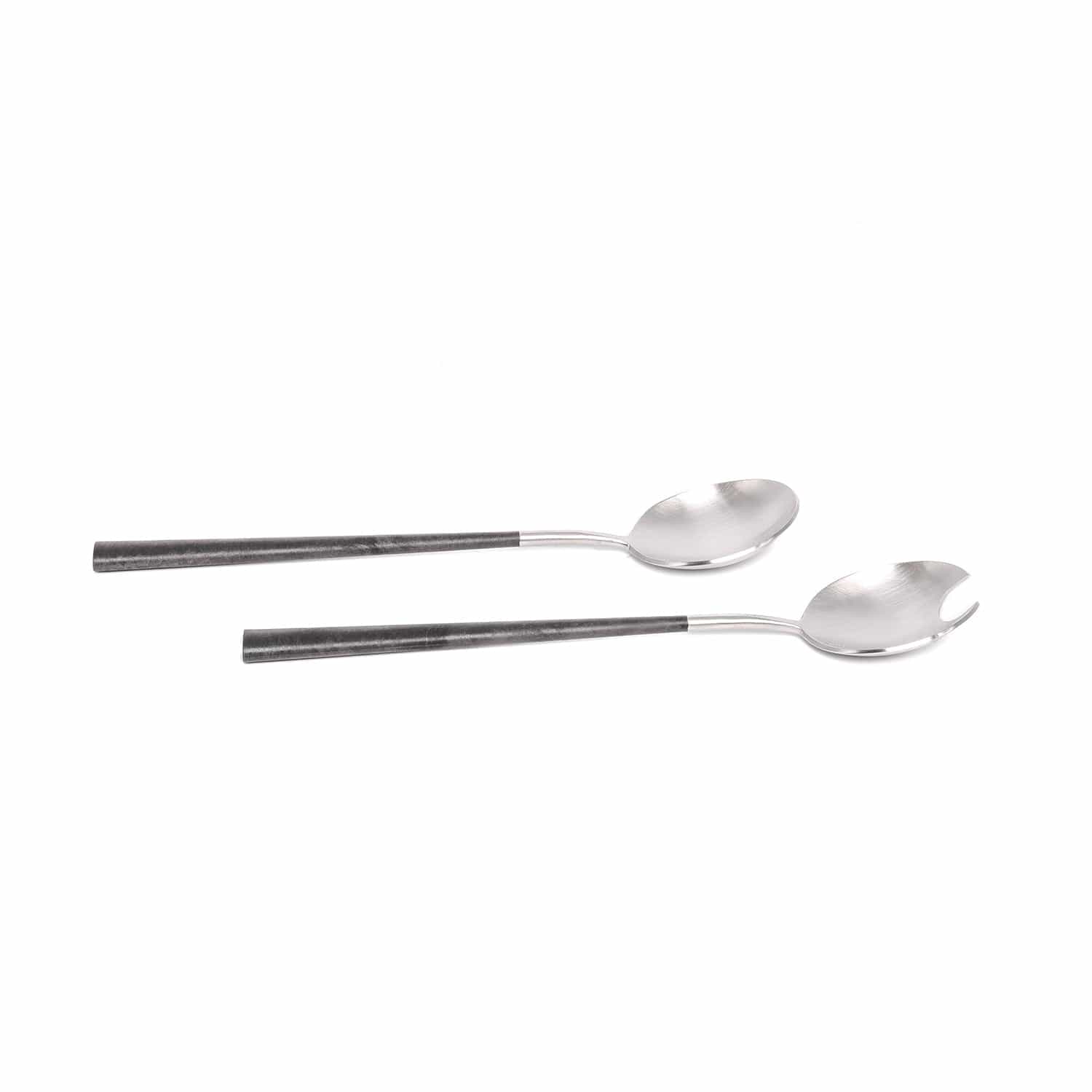 بيلو إينوكس نيو أسود مع فضي مصقول - طبق سلطة لشخصين - صندوق هدايا