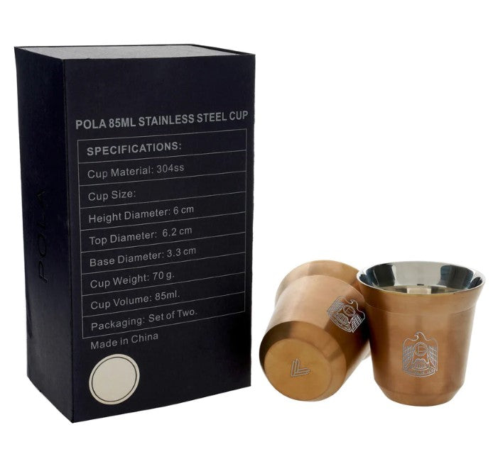 طقم أكواب روفاتي بولا الإمارات العربية المتحدة من الفولاذ المقاوم للصدأ، قطعتين - 85 مل