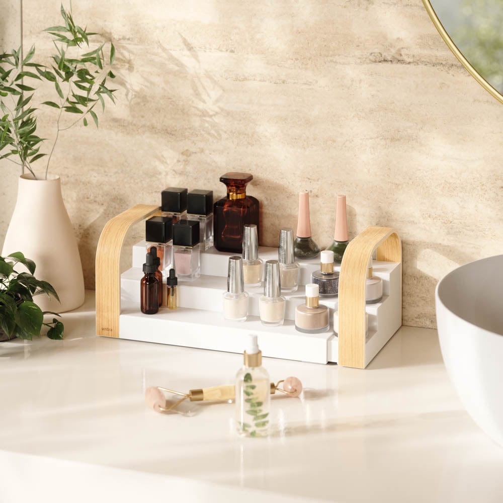 رف توابل أومبرا بيلوود بثلاث طبقات، لون أبيض/طبيعي