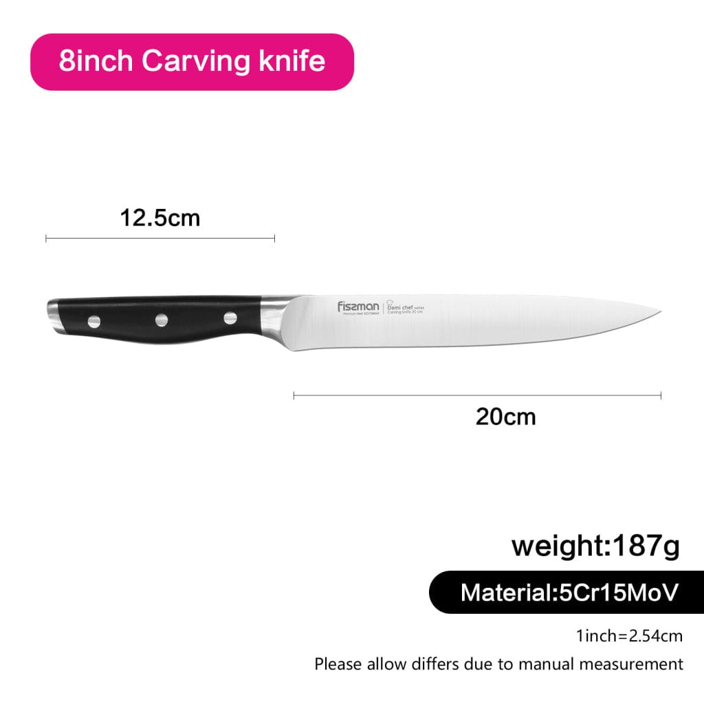 Fissman Stainless Steel Slicing Knife With Non Stick Coating Black/Silver 8inch