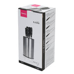 طقم سكاكين فيسمان من 6 قطع مع كتلة من الفولاذ المقاوم للصدأ 3cr14 من سلسلة BJORN، فضي/أسود، 35 سم