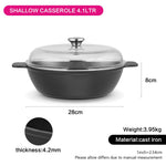 Fissman Shallow Casserole Nomada Series With Two Side Handles and Glass Lid 28 x 8cm/4.1LTR Black