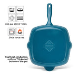 مقلاة فيسمان مربعة للشواء ٢٧×٥ سم مع مقبض مساعد (مطلية بالمينا من الحديد الزهر)