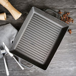 مقلاة شواء فيسمان مستطيلة الشكل من الحديد الزهر، أسود، 32.5×27×4 سم