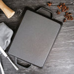 مقلاة شواء فيسمان مستطيلة الشكل من الحديد الزهر، أسود، 32.5×27×4 سم