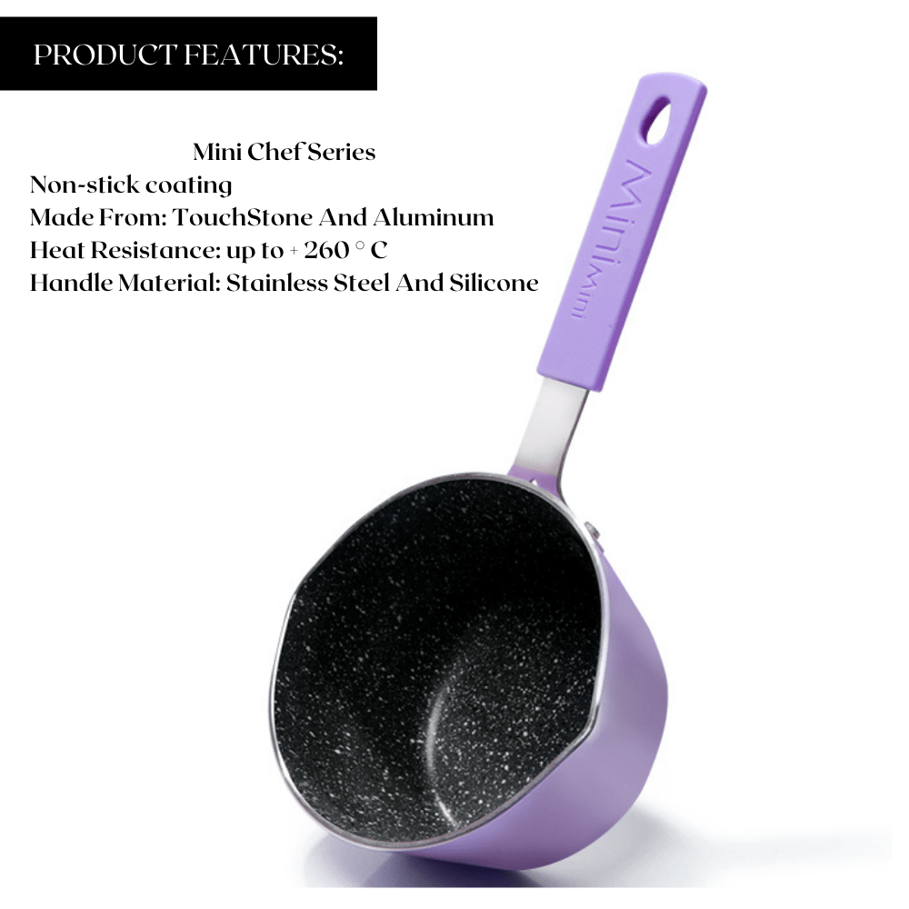 Fissman Sauce Pan Mini Chef With Aluminum Non Stick Touch Stone Coating Black/Purple 12x7cm/0.7Liters