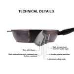 مقلاة فيسمان العميقة بمقبض قابل للفصل، سلسلة ريبستو، مطلية بالبلاتين، غير لاصقة، بني داكن/أسود، 28×7.4 سم