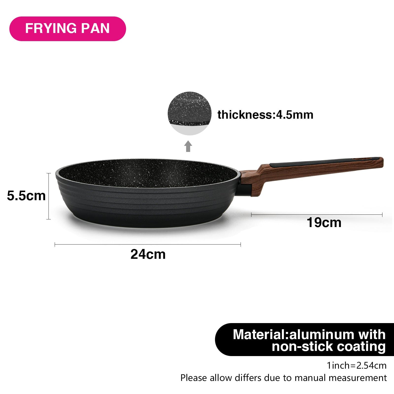 Fissman Frying Pan Aluminum With Non-Stick Coating Diamond Series with Induction Bottom 24cm