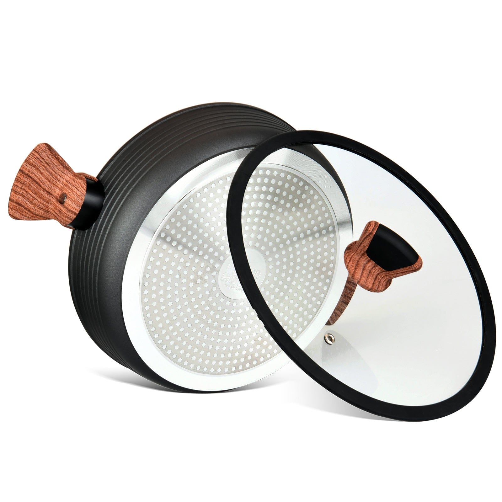 Fissman Shallow Casserole Diamond Series With Glass Lid Black 28cm