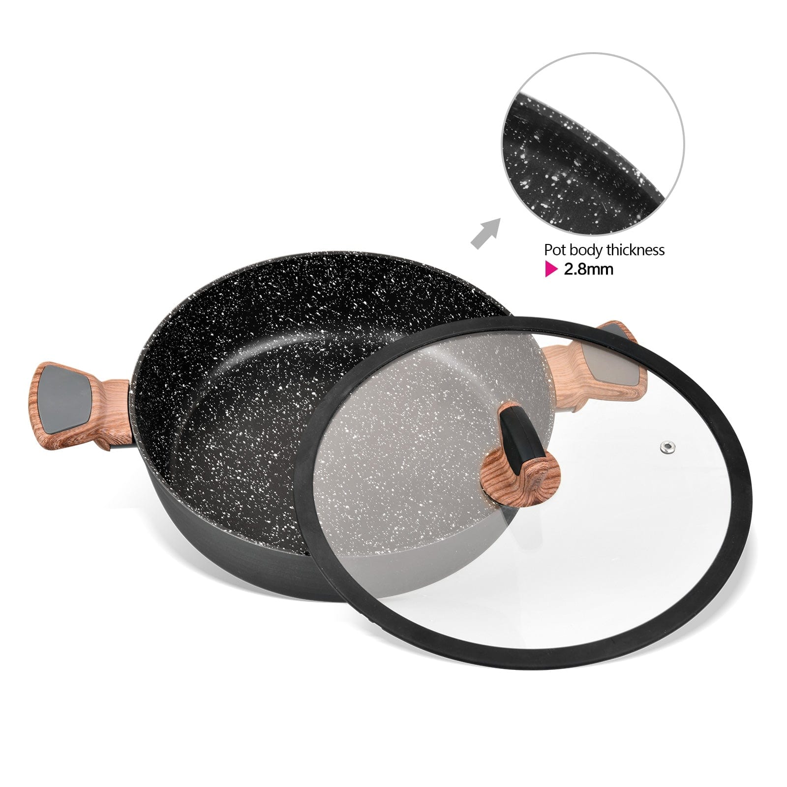 طاجن فيسمان الضحل من سلسلة دايموند مع غطاء زجاجي أسود 28 سم